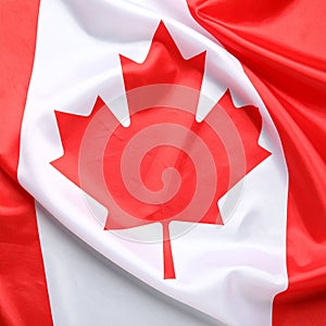 Flag of Canada as background, top view