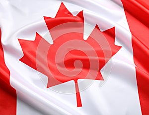 Flag of Canada as background, top view