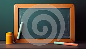 A rectangular green chalkboard