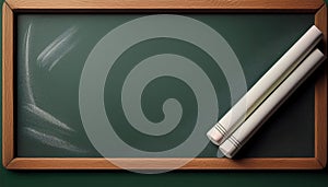 A rectangular green chalkboard