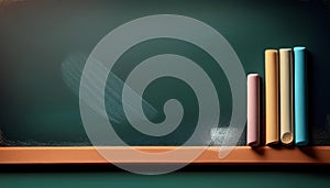 A rectangular green chalkboard