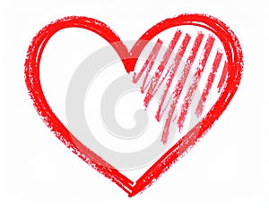 Heart drawn with red marker on white background, top view