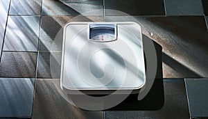 A white analog bathroom scale