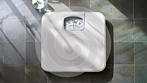 A white analog bathroom scale