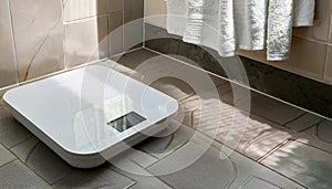 A white analog bathroom scale