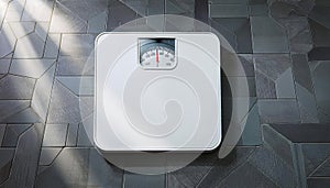 A white analog bathroom scale