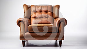 Luxurious brown leather armchair