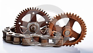 Close-up view of a rusty metal gear