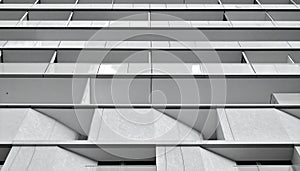 Close-up of Building Facade with Repeating Balcony Patterns