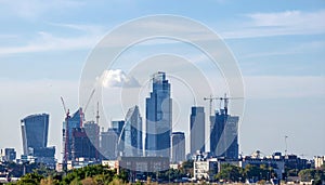 Modern Skyline with Construction Cranes Symbolizing Urban Growth