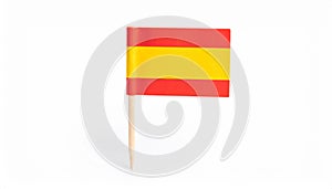 Small paper flag of Spain isolated on white