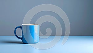 Minimalist Mug of Coffee on Blue to Gray Gradient Background
