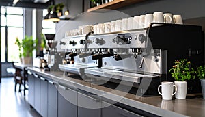 Organized Office Kitchen Coffee Corner with Cups