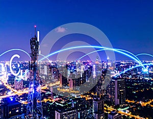 Smart City Connectivity: Wireless Network Over Urban Landscape