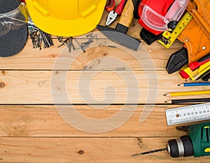 Construction Tools, Wood Background, DIY, Workshop, Handyman