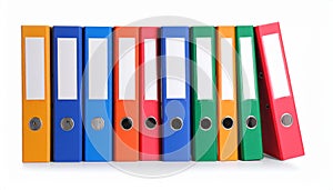 Many bright office folders isolated on white