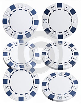 Different casino chips, white, isolated on the set.