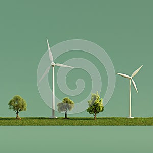 Generated image. 3D models of alternative energy sources