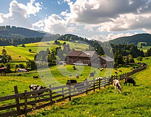 Beautiful day on the farm with the animals