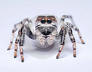 Phidippus regius Rastafari jumping spider front view the family Salticidae animal