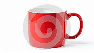 Empty red ceramic mug isolated on white