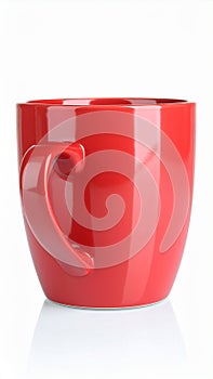 Empty red ceramic mug isolated on white