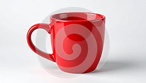 Empty red ceramic mug isolated on white