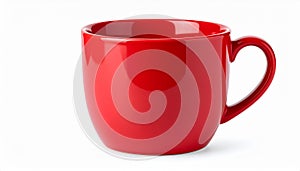 Empty red ceramic mug isolated on white