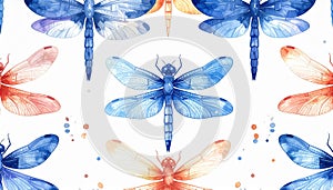 Watercolor Dragonfly Pattern