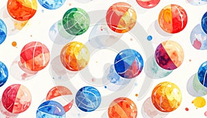 Vibrant Watercolor Spheres Seamless Pattern