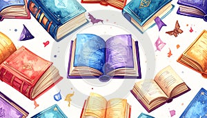 Watercolor Books and Decorative Elements