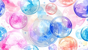 Watercolor Bubbles Seamless Pattern
