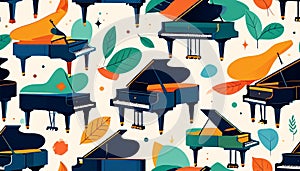 Abstract Grand Piano Musical Pattern