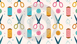 Colorful Sewing and Crafting Seamless Pattern