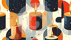 Abstract Burning Candles Seamless Pattern