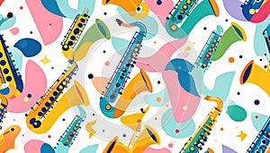 Vibrant Musical Instruments Seamless Pattern