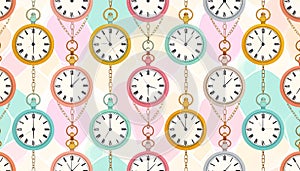 Seamless Pattern of Pastel Pocket Watches
