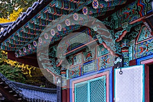 exterior of the traditional Korean building at the Buddhist temple