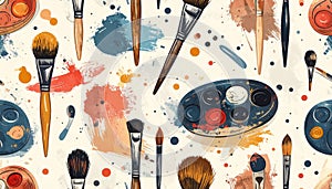 Creative Art Supplies Seamless Pattern