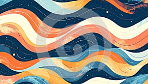 Abstract Wavy Background with Pastel Colors and Starry Night
