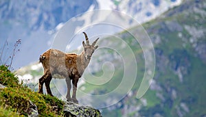 Majestic Ibex in Alpine Landscape