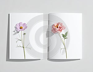 Generated image.Minimalist white books.