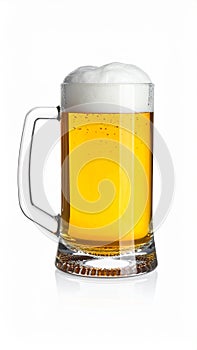 Glass mug of light beer isolated on white