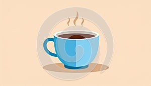 Steaming Blue Coffee Cup Illustration