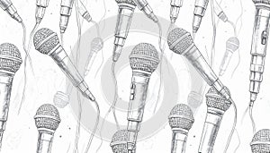 Sketch Seamless Pattern of Microphones