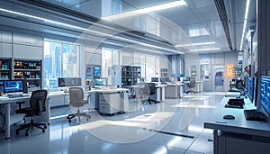 Modern High-Tech Control Room and IT Office