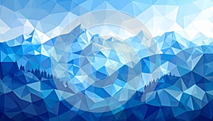Abstract Low Poly Winter Mountain Landscape