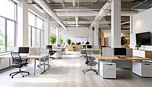 Modern Open-Plan Office with Industrial Loft Design