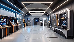 Futuristic Arcade Room Interior
