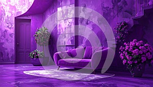 Generated image.Purple and pink surreal architecture.